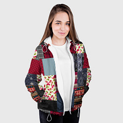 Куртка с капюшоном женская Деревенский стиль Пэчворк, цвет: 3D-белый — фото 2