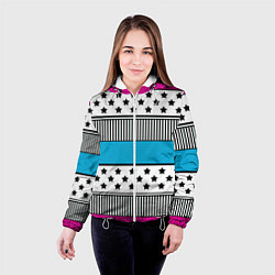 Куртка с капюшоном женская Молодежный современный узор, цвет: 3D-белый — фото 2