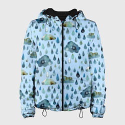 Куртка с капюшоном женская Дождливая осень Тучки и дождь, цвет: 3D-черный