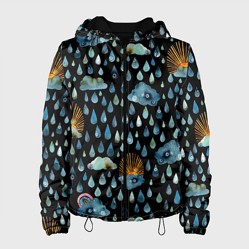 Женская куртка Дождливая осень Солнце, облака / 3D-Черный – фото 1