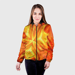Куртка с капюшоном женская Желто-оранжевая абстракция, цвет: 3D-черный — фото 2