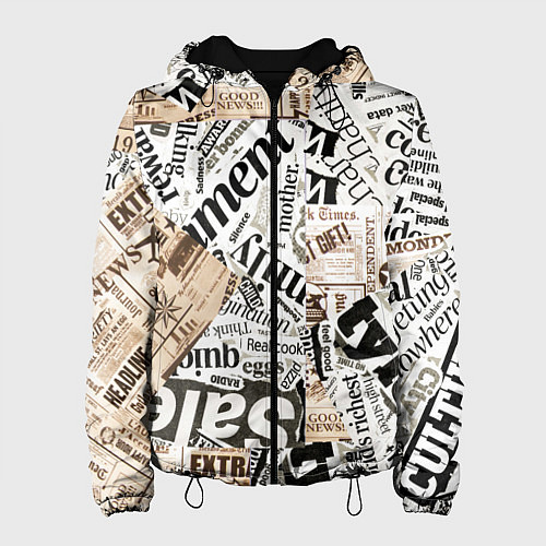 Женская куртка Газета / 3D-Черный – фото 1