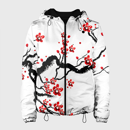 Женская куртка САКУРА ЦВЕТЁТ И БЛАГАУХАЕТ / 3D-Черный – фото 1