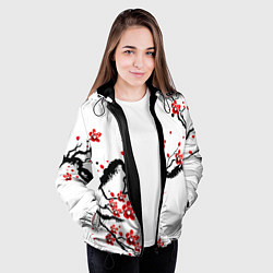 Куртка с капюшоном женская САКУРА ЦВЕТЁТ И БЛАГАУХАЕТ, цвет: 3D-черный — фото 2