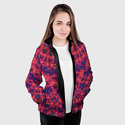 Куртка с капюшоном женская Круглый красный орнамент, цвет: 3D-черный — фото 2
