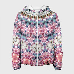 Куртка с капюшоном женская Бирюзово-розовый калейдоскоп мандала, цвет: 3D-белый