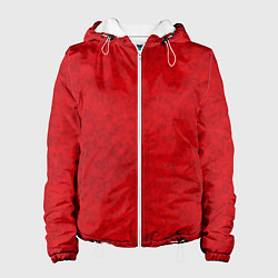 Куртка с капюшоном женская Ярко-красный мраморный узор, цвет: 3D-белый