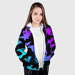 Куртка с капюшоном женская ЛЕТУЧИЕ МЫШИ ХЕЛЛОУИН НЕОН HALLOWEEN NEON, цвет: 3D-белый — фото 2