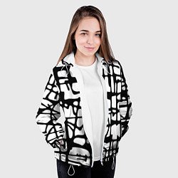 Куртка с капюшоном женская Черно-Белый мотив Cantabrigiensia, подходящий для, цвет: 3D-белый — фото 2