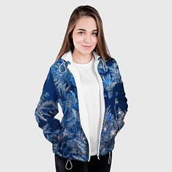 Куртка с капюшоном женская Снежинки макро snowflakes macro, цвет: 3D-белый — фото 2