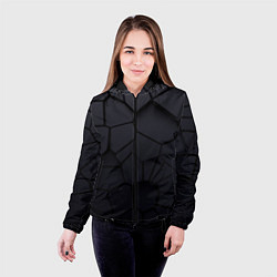 Куртка с капюшоном женская Карбоновые 3D плиты 3Д плиты геометрия, цвет: 3D-черный — фото 2