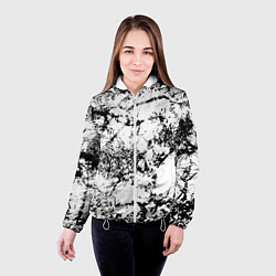 Куртка с капюшоном женская Эффект линогравюры, цвет: 3D-белый — фото 2