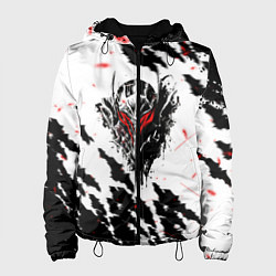 Куртка с капюшоном женская Берсерк маска с красными глазами, цвет: 3D-черный