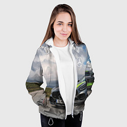 Куртка с капюшоном женская Mercedes V8 Biturbo Racing Team AMG, цвет: 3D-белый — фото 2