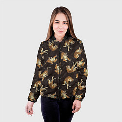 Куртка с капюшоном женская Паттерн Японский тигр, цвет: 3D-черный — фото 2