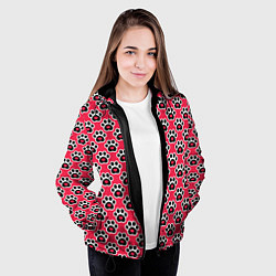 Куртка с капюшоном женская Следы от Лап с Сердечками, цвет: 3D-черный — фото 2