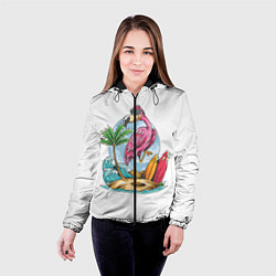 Куртка с капюшоном женская Фламинго На Острове, цвет: 3D-черный — фото 2