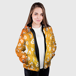Куртка с капюшоном женская Биткоин текстура, цвет: 3D-черный — фото 2