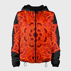 Куртка с капюшоном женская Огненная мандала, цвет: 3D-черный
