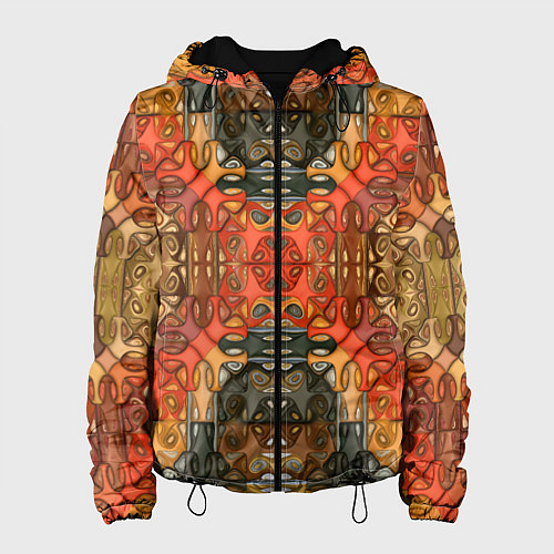 Женская куртка Коллекция Фрактальная мозаика Оранжевый / 3D-Черный – фото 1