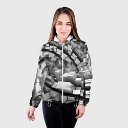 Куртка с капюшоном женская Геометрическая объёмная абстракция, цвет: 3D-белый — фото 2