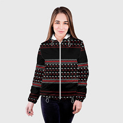 Куртка с капюшоном женская НОВОГОДНИЙ ПАТТЕРН SWEATER, цвет: 3D-белый — фото 2