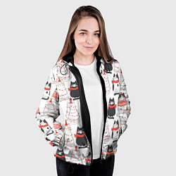 Куртка с капюшоном женская НОВОГОДНИЕ КОТИКИ 2022, цвет: 3D-черный — фото 2