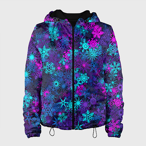 Женская куртка Неоновые снежинки / 3D-Черный – фото 1