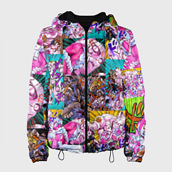 Куртка с капюшоном женская JOJO KILLER QUEEN КОРОЛЕВА УБИЙЦА УЗОР PATTERN, цвет: 3D-черный