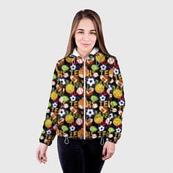 Куртка с капюшоном женская Разные Спортивные Мячи, цвет: 3D-белый — фото 2