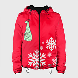 Куртка с капюшоном женская НОВОГОДНИЙ ДРАКОНЧИК, цвет: 3D-черный