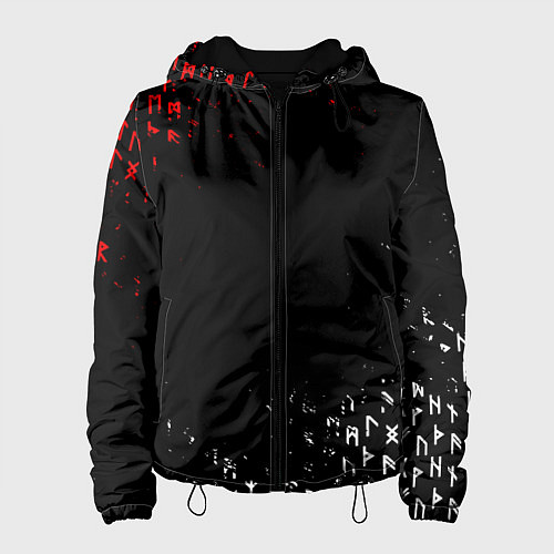 Женская куртка КРАСНО БЕЛЫЕ РУНЫ / 3D-Черный – фото 1