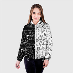 Куртка с капюшоном женская ЧЁРНО БЕЛЫЕ ФОРМУЛЫ ФИЗИКА МАТЕМАТИКА, цвет: 3D-белый — фото 2