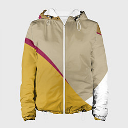 Куртка с капюшоном женская Линии На бежевом Фоне, цвет: 3D-белый