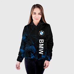 Куртка с капюшоном женская BMW, БМВ ГЕОМЕТРИЯ ПОЛОСЫ, цвет: 3D-черный — фото 2