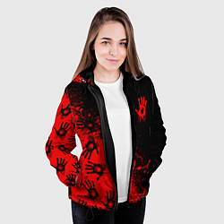 Куртка с капюшоном женская Death Stranding Отпечаток рук паттерн, цвет: 3D-черный — фото 2