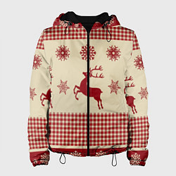 Куртка с капюшоном женская Семейный Новый Год, цвет: 3D-черный