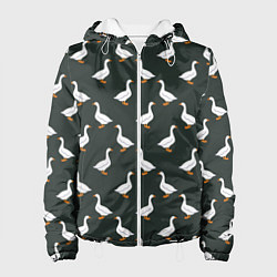 Куртка с капюшоном женская Гуси паттерн, цвет: 3D-белый