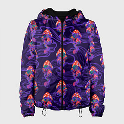 Куртка с капюшоном женская Грибы психоделика, цвет: 3D-черный