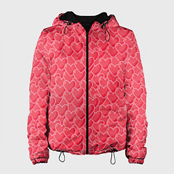 Куртка с капюшоном женская Моя Любовь сердечки, цвет: 3D-черный