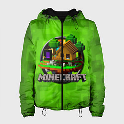 Куртка с капюшоном женская Minecraft Logo Green, цвет: 3D-черный