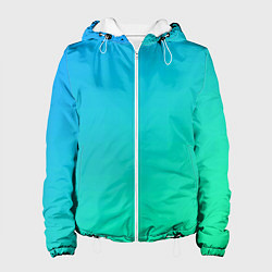 Куртка с капюшоном женская Бирюзовый градиент В небольшую клеточку, цвет: 3D-белый