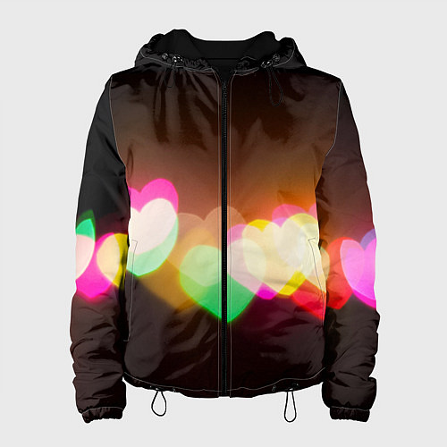Женская куртка Горящие сердца всех цветов радуги / 3D-Черный – фото 1