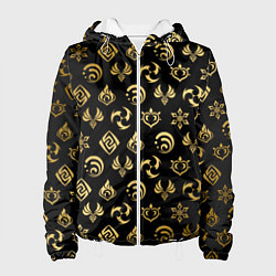 Куртка с капюшоном женская GOLDEN GENSHIN IMPACT PATTERN ЗОЛОТО ГЕНШИН ИМПАКТ, цвет: 3D-белый