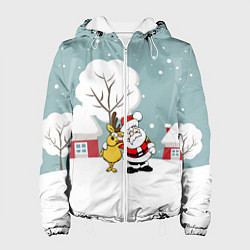 Женская куртка Деревенский Новый Год Дед Мороз и Олень