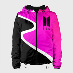Куртка с капюшоном женская K-pop БТС Логотип, цвет: 3D-черный