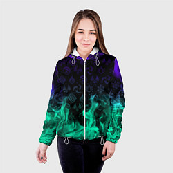 Куртка с капюшоном женская НЕОНОВЫЙ ОГОНЬ ГЕНШИН ИМПАКТ СИМВОЛЫ, цвет: 3D-белый — фото 2