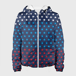 Куртка с капюшоном женская Флаг в звездах, цвет: 3D-белый