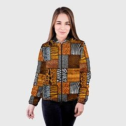 Куртка с капюшоном женская Тигр, полосы, 2022, цвет: 3D-черный — фото 2