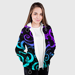Куртка с капюшоном женская НЕОНОВОЕ ТАТУ ДРАКЕНА УЗОР, цвет: 3D-белый — фото 2